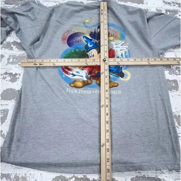 Disney Shirt Men Large Gray Tee Mickey Fantasia Long Sleeve Spell Out Retro * - Picture 10 of 13
